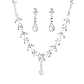 Korean Female Wedding Diamond Necklace Earrings Set Drop Bride Jewelry Wholesale Supply Of Foreign Hot Money