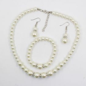 Fast sell hot bridal decorations, wedding jewelry set, pearl necklace, earring, bracelet wholesale