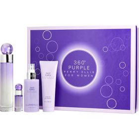 PERRY ELLIS 360 PURPLE by Perry Ellis EAU DE PARFUM SPRAY 3.4 OZ & BODY MIST 4 OZ & SHOWER GEL 3 OZ & EAU DE PARFUM 0.25 OZ MINI