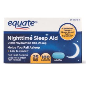 Equate Nighttime Sleep Aid Diphenhydramine HCl Caplets; 25 mg; 100 Count