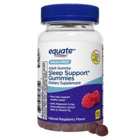 Equate Drug-Free Sleep Support Gummies Dietary Supplement; Raspberry Flavor; 60 Count