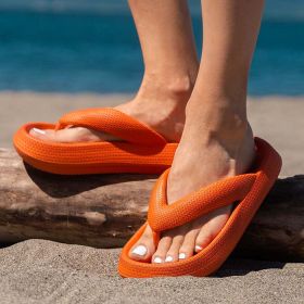 Outdoor Seaside Beach Thick Bottom Flip Flops (Option: Orange-38to39)