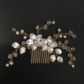 Pearl White Crystal Banquet Headdress Comb (Option: Gold2)