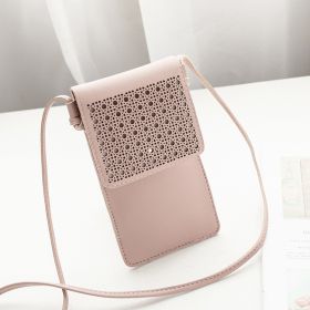 Cross Body Mobile Phone Bag Touching Screen Clear Window Mini Purse Cell Phone Bag Pouch DIN889 (Color: Pink)