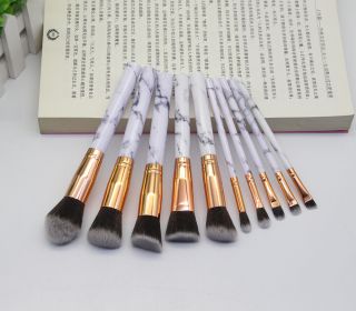 15 Marbled Design Makeup Brushes Set (Option: White-Q10pcs)