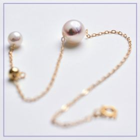 Single 18K Gold Japanese Akoya sea pearl bracelet adjusts natural rose white color gold flawless bulb (Option: Freshwater-7 8mm)