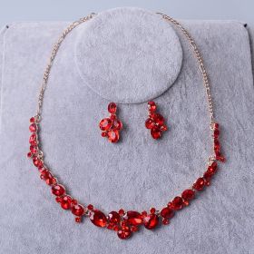 TL138 bridal jewelry alloy plating, Rhinestone Necklace, earring set, wedding dress accessories wholesale (Option: Earrings-Red)