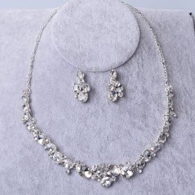 TL138 bridal jewelry alloy plating, Rhinestone Necklace, earring set, wedding dress accessories wholesale (Option: Earrings-White)