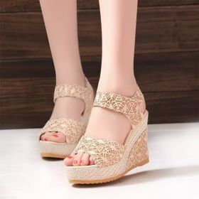 Flat bottom high heel sandals (Option: Golden-37)