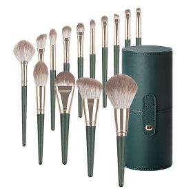 Green Cloud 14 Makeup Brushes Suit (Option: 14 Green Cloud Pu Barrels)