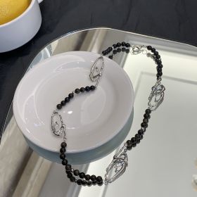 Black Natural Stone Pearl Splicing Irregular Clavicle Chain (Option: Multiple metal splicing)