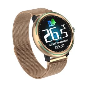 Smart Watch Body Temperature Blood Pressure Heart Rate (Color: Gold)