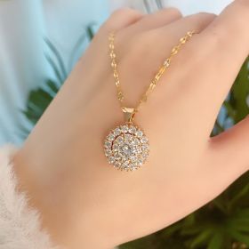 Diamond Pendant Short Clavicle Chain Net Celebrity Fashion (Option: White Diamond Rotating Necklac)