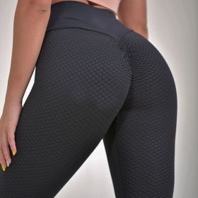 Plaid Leggings Fitness Yoga Pants Women's Seamless High Waist Breathable Gym Leggings (Option: Black-XL)