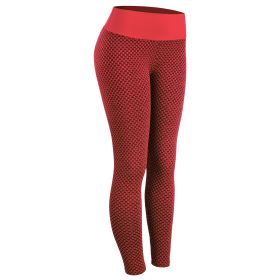 Plaid Leggings Fitness Yoga Pants Women's Seamless High Waist Breathable Gym Leggings (Option: Red-M)