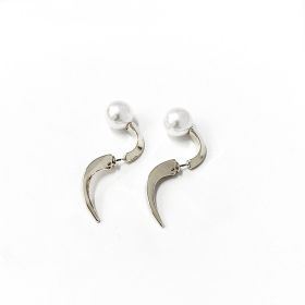 Shape Pearl Metal Multi-wearing Method Earrings Niche Temperament Simple Earrings (Option: Silver-A pair)