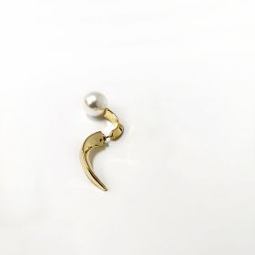 Shape Pearl Metal Multi-wearing Method Earrings Niche Temperament Simple Earrings (Option: Golden-single)