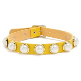 Leather Choker Collar For Women Gothic Punk Chain (Color: Yellow)