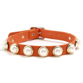 Leather Choker Collar For Women Gothic Punk Chain (Color: Orange)