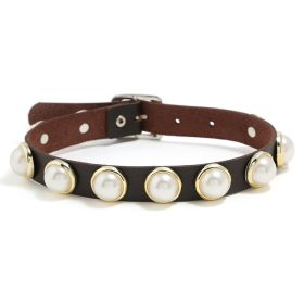 Leather Choker Collar For Women Gothic Punk Chain (Color: Brown)