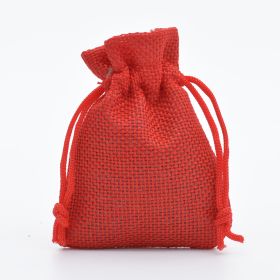 Manufacturers Wholesale Drawstring Linen Bag Mini Rope Linen Jewelry Packaging Gift Bag Bundle Mouth Small Cloth Bag (Option: Bright red-7x9cm)