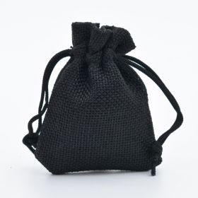 Manufacturers Wholesale Drawstring Linen Bag Mini Rope Linen Jewelry Packaging Gift Bag Bundle Mouth Small Cloth Bag (Option: Black-7x9cm)