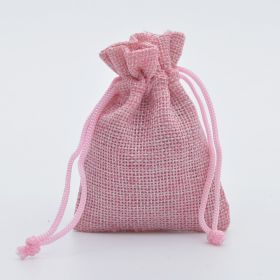 Manufacturers Wholesale Drawstring Linen Bag Mini Rope Linen Jewelry Packaging Gift Bag Bundle Mouth Small Cloth Bag (Option: Pink-7x9cm)