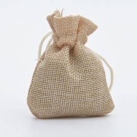 Manufacturers Wholesale Drawstring Linen Bag Mini Rope Linen Jewelry Packaging Gift Bag Bundle Mouth Small Cloth Bag (Option: Khaki-7x9cm)