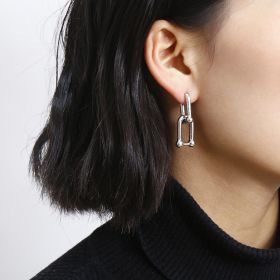 Flashbuy Thick Link U Shape Geometric Earrings Brass (Option: 1751style)