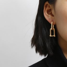 Flashbuy Thick Link U Shape Geometric Earrings Brass (Option: 1711style)