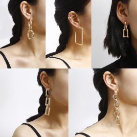 Flashbuy Thick Link U Shape Geometric Earrings Brass (Option: 0321style)