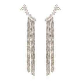 Zircon Earrings Exaggerated Tassel Earrings (Color: Gold)