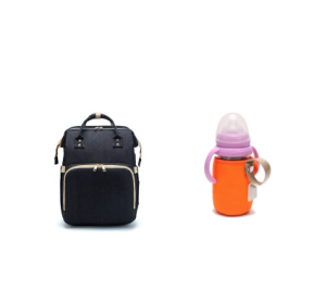 USB Charging Version Mommy Bed Backpack Folding Large Capacity Multi-function (Option: Black A and orange)