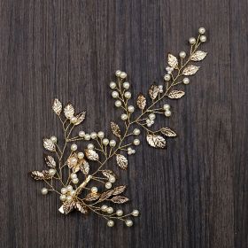 Golden Leaf Hairpin Hair Accessories New Wedding Dress Bridal Headdress (Option: Golden leaves)