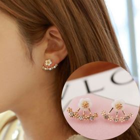 Female little daisy flower pearl earrings (Option: Daisy rose gold)