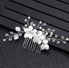 Pearl White Crystal Banquet Headdress Comb (Option: 3White)