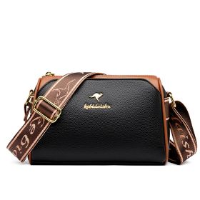 Women's Rhombus Leather Fashion Shoulder Messenger Bag (Option: Pure Black-Free Size)