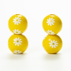 Source Factory Small Daisies Colorful Wood Beads Hemp Rope Flow Hematwood Bead String Handmade (Option: Yellow-16MM)