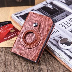 Men's Anti-theft Swipe Card Holder Tracker Hole (Option: Lizard pattern brown)