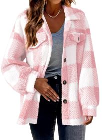 Women's Fashion Jacket Button Plush Coat (Option: Pink-S)