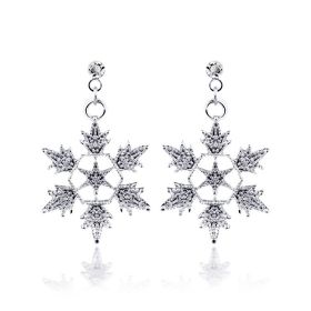 Exquisite Bridal Christmas Snowflake Necklace, Earring Set, Wedding Jewelry, Wedding Dress, Jewelry 4590 (Option: Earring)