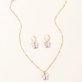 Creative Fashion Resin Butterfly Necklace And Earring Set (Option: SZ0417danzi)