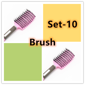 Hairbrush Anti Klit Brushy Haarborstel Women Detangler Hair Brush Bristle Nylon Scalp Massage  Teaser Hair Brush Comb (Option: Set 10-Brush-Set)