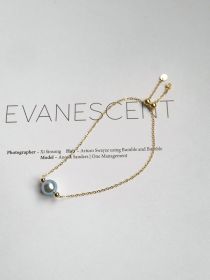 Seawater Pearl Really Hemp Single 14K Gold Bracelet (Option: Blue grey)