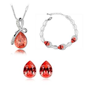 Creative Alloy Jewelry Set Necklace Ear Pin Bracelet (Color: Red)