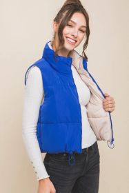 Love Tree Zip Up Cropped Contrast Reversible Vest (Option: Azure-S)