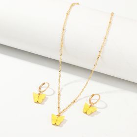 Creative Fashion Resin Butterfly Necklace And Earring Set (Option: SZ0417huangse)