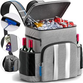 Large Capacity Refrigerated Backpack Picnic Insulation (Color: Grey)