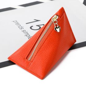 Women's First Layer Cowhide Small Exquisite And Creative Mini Coin Purse (Color: Orange)