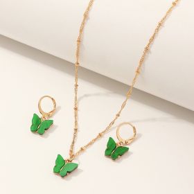 Creative Fashion Resin Butterfly Necklace And Earring Set (Option: SZ0417molv)